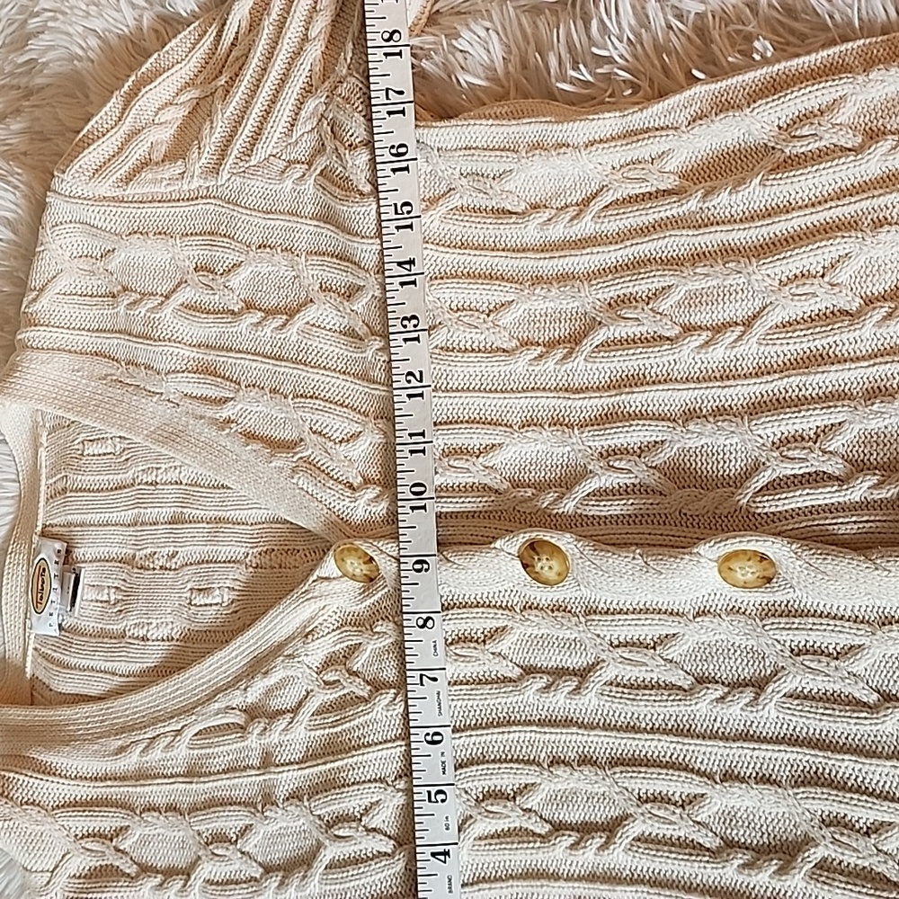 Talbots Elegant Cream Cable Knit Sweater - Picture 4 of 10